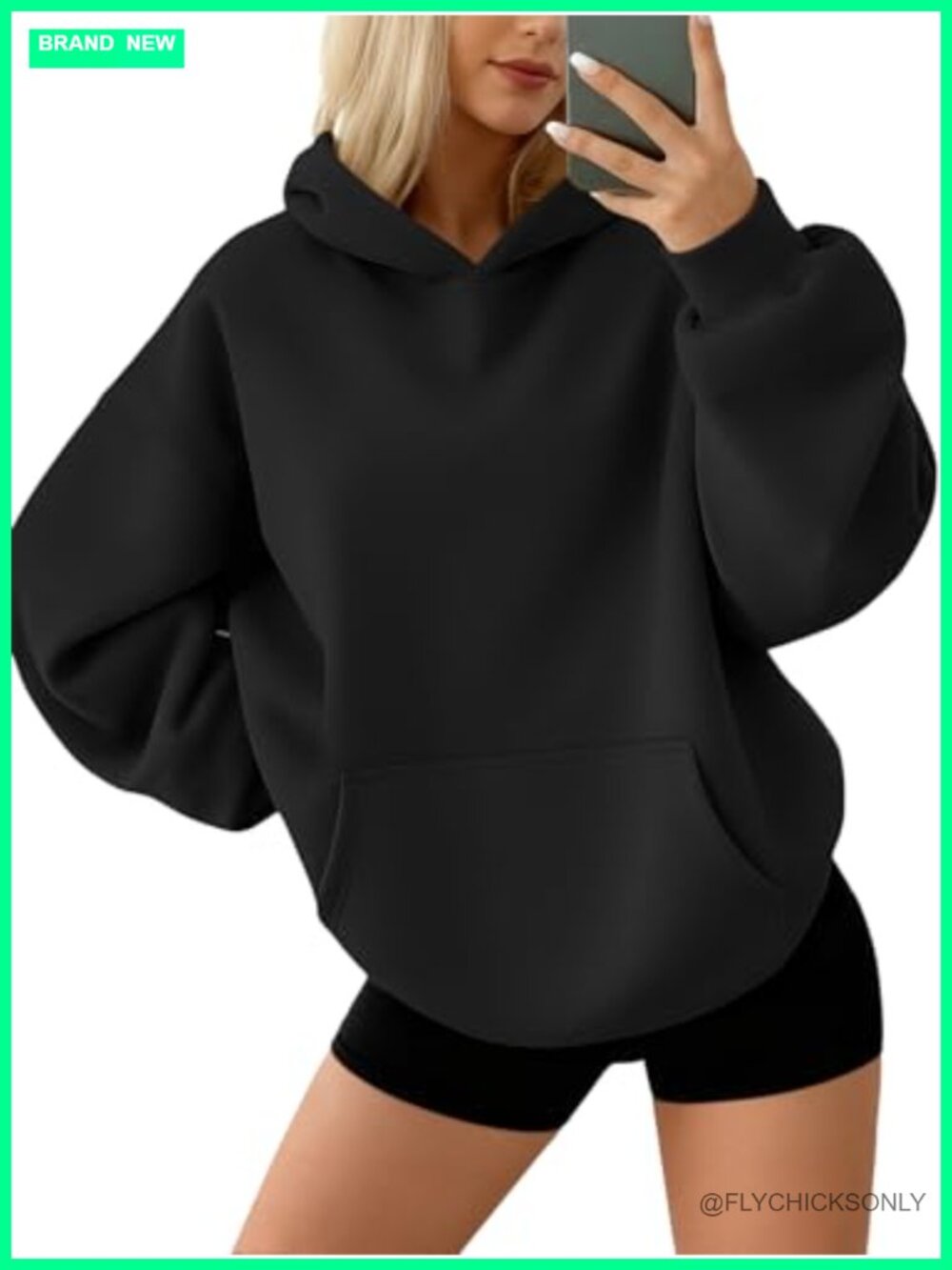 Oversized Fleece Hoodie Pullover Sweatshirt Cotton Polyester Fall